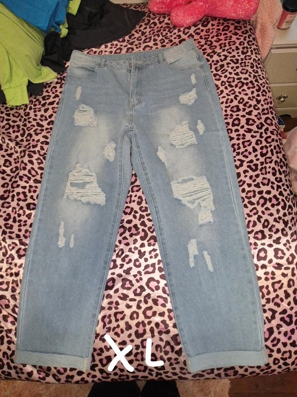Light Blue Distressed Women’s Jeans - XL